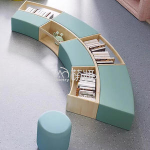 Banco de lectura curvo de madera Moetry, estantería escolar, <span class=keywords><strong>librería</strong></span> de biblioteca moderna para niños, biblioteca juvenil, centro de alfabetización - Product Image 5