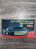 Lampe frontale à LED rechargeable avec 10 modes d'éclairage, 3 faisceaux lumineux, détecteur de mouvement et clip pour le travail minier