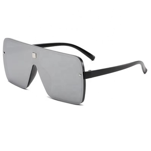 Men Oversized <b>Square</b> <b>Sunglasses</b> Women High Quality Flat Top One Piece Lens Colorful Mirror UV400 Fashion Glasses for Women - Product Image 6