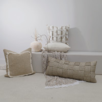 Housse de coussin décorative de luxe noire et blanche tissée texturée avec passepoil en coton et lin, moderne, pour canapé, lit et décoration intérieure