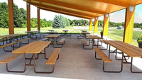 Table de pique-nique moderne Patio Park en gros d'usine avec banc Table de pique-nique extérieure en acier inoxydable banc table et banc de jardin