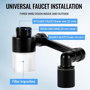 Prolongateur de robinet 1080 °   Prolongateur de robinet rotatif avec bras robotisé, adapté aux salles de bain et aux cuisines, avec 2 modes de débit d'eau - Product Image 3