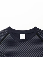 T-shirt de compression musculaire pour homme, à manches courtes, haute élasticité, texturé, coupe ajustée, séchage rapide, personnalisable