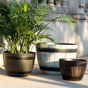 Pots de jardin ronds en résine plastique de qualité supérieure, type seau, <span class=keywords><strong>pour</strong></span> la décoration de bonsaïs et de lauriers verts, <span class=keywords><strong>pour</strong></span> l'intérieur et l'extérieur - Product Image 6