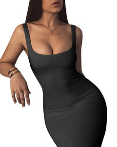 S-2XL Candy Color <strong>Wrapped</strong> Hip Tank Top <strong>Dress</strong> Summer Milk <strong>Silk</strong> <strong>Dress</strong> Sleeveless square Neck <strong>Dress</strong> - Product Image 4