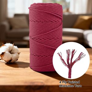 Cordon en coton naturel de 6 mm x 109 yards, corde torsadée à 4 brins avec anneaux de perles en bois pour suspension murale, support de plante, bricolage - Product Image 3