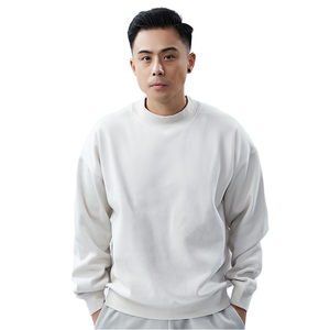 Sweat-shirt à col rond surdimensionné pour homme, couleur unie, coupe classique, tricot en coton, pull décontracté pour l'automne - Product Image 1