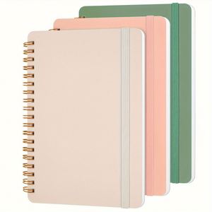 Carnets de notes A5 à spirale lignés, avec couverture en cuir imperméable et reliure thermique, en cuir PU mat pour l'école - Product Image 1