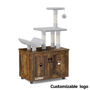 <span class=keywords><strong>Cat</strong></span> Tower Hängematte Kratz baum Holz Katzen toilette Gehäuse All-in-One-Spielzeug mit Katzen haus mit großer Plattform und Eigentums wohnung - Product Image 2