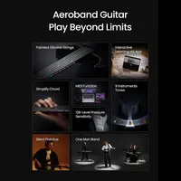 Gitar AeroBand Tanpa Rasa Sakit, Senar Silikon Paduan Seng, Travel All-in-One, 9 Gaya Suara, Speaker Bass Akustik, Mikrofon