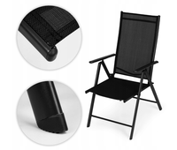 Chaises de jardin pliantes en acier noir, 7 positions, chaises de patio, chaise pliante d'extérieur pour balcon, terrasse, bord de piscine, détente