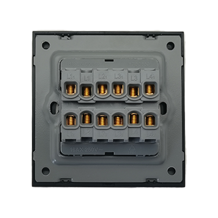 UK Standard 10A Four Gang Wall Switches Power Electrical Gold Brush Meteor Rain Series Wall Switches