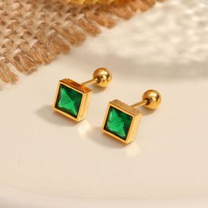 EH278 Stainless Steel Screw <b>Back</b> <b>Earrings</b> Sleep Free 18k Gold Plated Enamel Kitty Zircon Stud <b>Earrings</b> for Girls Gift - Product Image 2