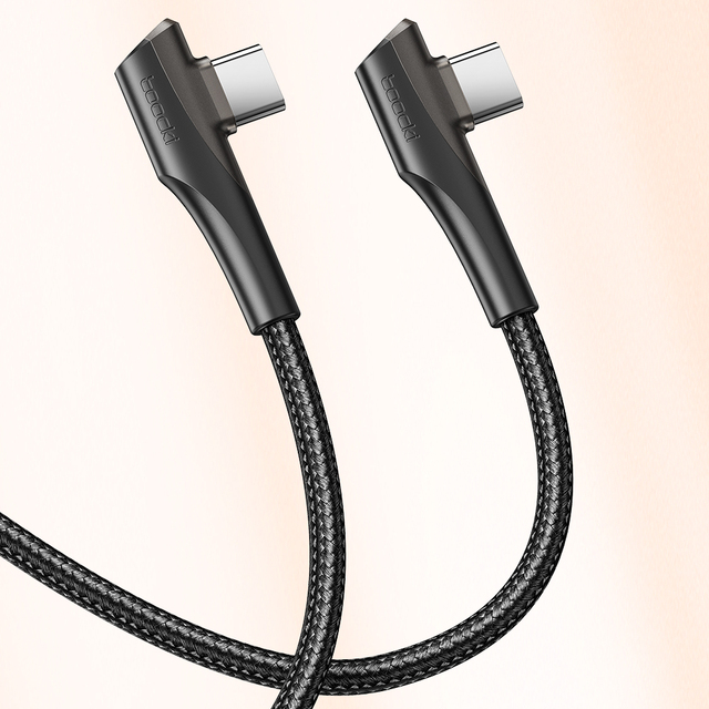 Toocki Durable 100W Charge Cable With E-Marker Chip  90° Double Elbow & Space-Saving Design for Tablet and Device Charging