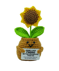 Muñeco de girasol positivo Crochet con tarjeta Gracias por ayudarme a crecer Regalo de agradecimiento al Maestro de la planta de ganchillo del estudiante - Product Image 1