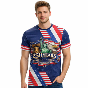 Camiseta del 250 aniversario de EE. UU. con símbolos americanos, informal, transpirable, de manga corta, hecha con tela cómoda que absorbe el sudor - Product Image 1