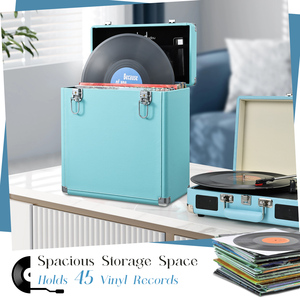 Boîte de rangement pour disques vinyles de 12 pouces avec serrure, poignée de couvercle et pochette en filet pour ranger plus de 30 albums de disques vinyles précieux - Product Image 3