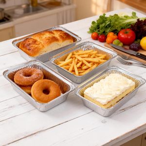 Small Oem Biodegradable Disposable Silver Tinfoil Container Aluminum Plate Food Packaging Aluminum Foil Containers with Lid - Product Image 5