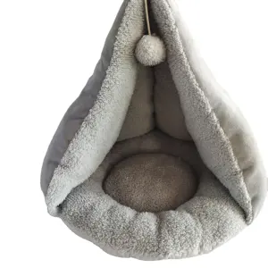 Nuovo pile pieghevole grazioso Design in velluto artico tessuto per animali domestici Cave casa per gatti con stuoia peluche letto per animali domestici al coperto