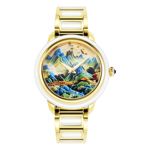 นาฬิกาคู่รักหยกหรูหรา ระบบออโตเมติก กันน้ำ 50 เมตร หน้าปัดลายภูมิทัศน์ 3 มิติ นาฬิกาข้อมือแฟชั่นสำหรับคู่รัก - Product Image 2