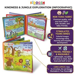 Libro de Tela de Animales Salvajes para Niños |   Libro de aprendizaje sobre animales de la selva y el safari |   Actividad de identificación y reconocimiento de animales - Product Image 4