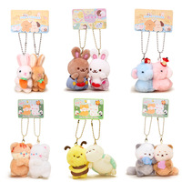 Porte-clés magnétique en peluche animaux, pendentif assorti pour couple et meilleur ami, breloque de sac, petit cadeau mignon, vente en gros 14+
