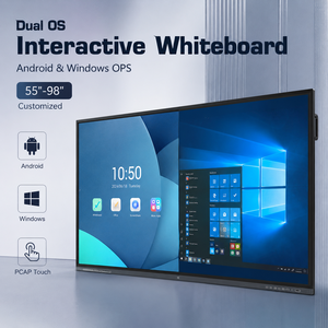 Tableau blanc interactif intelligent personnalisé, nouveau, 55-98 pouces, double système d'exploitation Android Windows <span class=keywords><strong>OPS</strong></span>, écran tactile PCAP, 4K UHD, USB - Product Image 1