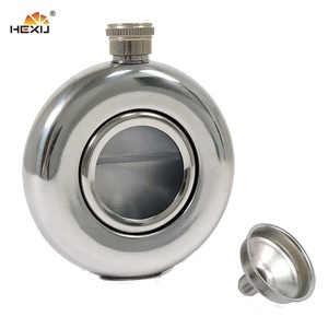 Bình Đựng Trong Suốt Bằng Thép Không Gỉ Hình Tròn 5Oz Lạ Mắt Bình Đựng Hông Có Cửa Sổ Kính - Product Image 2