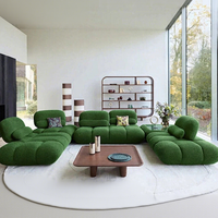 Ensemble de canapés en chenille de style français avec mousse élastique haute densité, mobilier de salon au design modulable et combinable