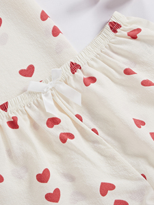 Nuovo Set <span class=keywords><strong>Pigiama</strong></span> con Motivo a Cuori Bianchi, Carino e Morbido con Elastico in Vita, <span class=keywords><strong>Pigiama</strong></span> Estivo da Donna - Product Image 5