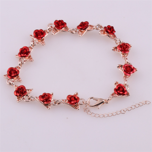 Trendz chine usine frais rouge or rose fleur charme bracelet - Product Image 6
