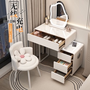 Modern Minimalist Dressing <b>Table</b> Solid Wood Cream Style With <b>Drawer</b> And Smart Features For Small Apartments - Product Image 4