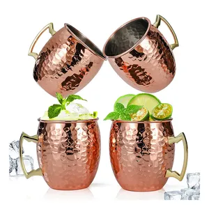 Venta caliente de cobre personalizado Moscow Mule Mugs Hammered Pure Solid Copper Mugs Vintage Inspirado Moscow Mule Mug