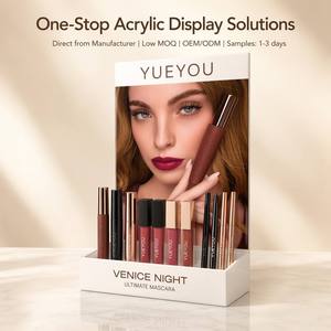 Expositor de Acrílico Blanco Plegable Resistente al Agua para Máscara de Pestañas y Brillo Labial con Impresión Completa en la Parte Posterior, Logotipo de Marca Personalizado, Mostrador de Cosméticos - Product Image 1