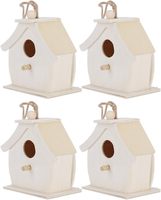 4 mini-nids d'oiseaux en bois, décorations suspendues pour oiseaux, adaptés à la décoration extérieure du jardin et de la terrasse
