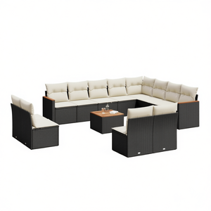 Conjunto de Sofás de Jardín de Ratán Negro, Muebles de Exterior con Cojines de Espuma de Alta Densidad, Diseño Contemporáneo Impermeable - Product Image 1