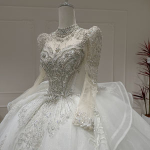 Xx54 Turtle Bridal <b>Gown</b> Pearls Beading Crystal <b>Long</b> Sleeves Modern Chapel Sweetheart Neckline Floor-Length Elegant Wedding <b>Dress</b> - Product Image 3