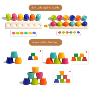 Gioco Montessori in Legno con Palline Colorate e Tazze Impilabili - Set Educativo per Bambini per Abbinamento di Perline e Sviluppo delle Abilità Motorie - Product Image 4