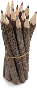 Ensemble de crayons assortis - Crayons en bois en forme de branche d'arbre, crayons en bois colorés, arbre pour décorations de camping et mariage en plein air - Product Image 5