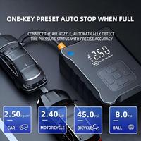 Nouvelle pompe à air électrique numérique portable mini filaire avec lumière LED, moniteur de pression des pneus ABS 4000mAh