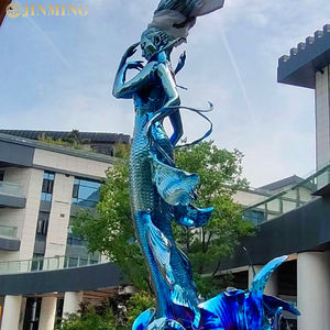 Paslanmaz çelik denizkızı heykel, oceanmirror ayna elektroliz şekil heykel, paslanmaz çelik şekil heykel süs - Product Image 2