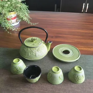 Özel hediye kişiselleştirilmiş japon tarzı güzel katı dayanıklı dökme demir çaydanlık ve bardak seti trivet ile