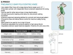 E-Life E-PRK531 Pneumatische 5 Bar Polycentrische Knie Medische Geschikte Comfortabele Loophulp Prothese - Product Image 3