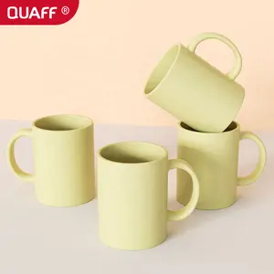 QUAFF批发奶油黄色升华杯11盎司陶瓷杯新颜色定制logo