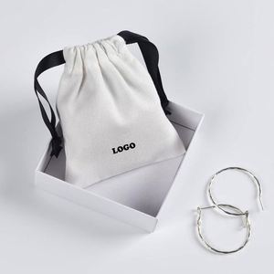 Sac à bijoux en toile de coton doux et petit, avec cordon de serrage, prix d'usine, personnalisable - Product Image 2