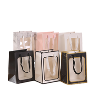 Logo Transparent Rectangulaire Fenêtre Cadeau Sac À La Main Kraft Papier Ruban pour Vêtements Artisanat Bougie Emballage Alimentaire pour