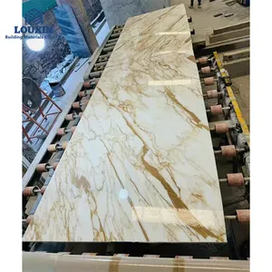 LX fabbrica nuove lastre di marmo oro Calacatta libro lastre di corrispondenza fornitore per 12 anni