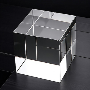 Cubo De Cristal Branco Bloco De Vidro Quadrado com Inner Carving Elegante Base De Vidro De Cristal para Carros-Outro Artesanato De Cristal - Product Image 4