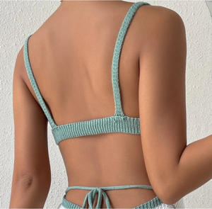 थोक 2024 महिलाओं के सेक्सी बैकलेस फैशन बुटीक गर्मी बुना हुआ लोच महिला मिनी हैल्टर बुना कपड़े - Product Image 2