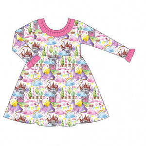 Robe à fleurs imprimée de dessins animés <span class=keywords><strong>pour</strong></span> filles, tenues adorables <span class=keywords><strong>pour</strong></span> bébés et enfants, robes en tissu doux <span class=keywords><strong>pour</strong></span> l'été, personnalisation OEM disponible - Product Image 3